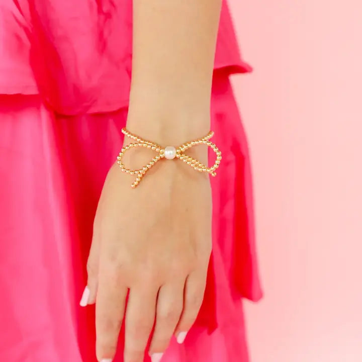 Gold Bow Bracelet - Brazos Avenue Market 
