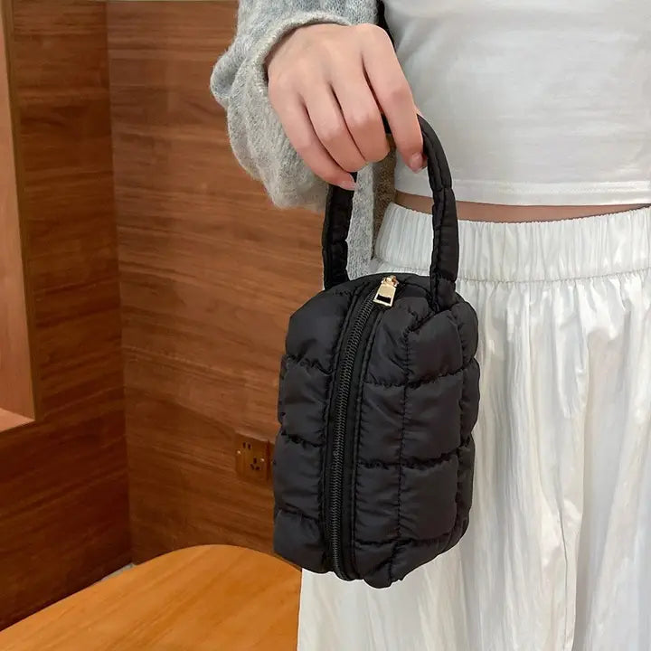 Quilted Puffy Cosmetic Makeup Pouch