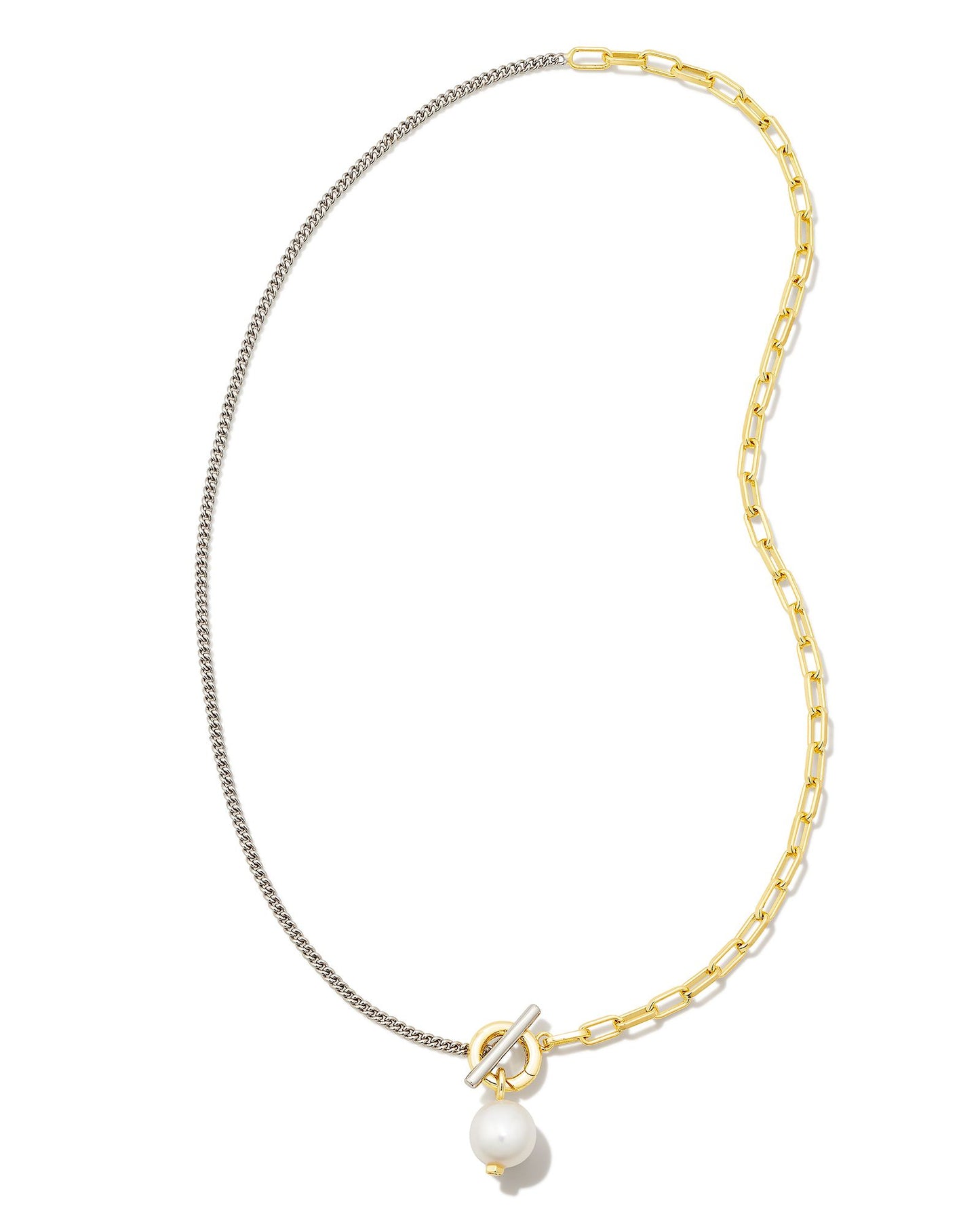LEIGHTON PEARL CHAIN NECKLACE GOLD, SILVER WHITE PEARL