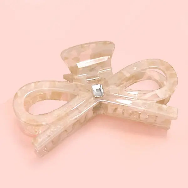 Large Bow Ribbon Rhinestone Hair Claw Clips