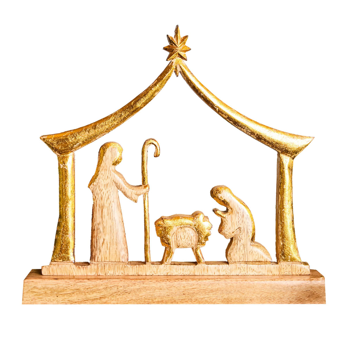 Mary Square Wood Nativity Scene