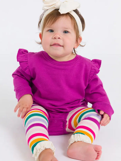 Baby Girls Plum Tart Sweatshirt Bubble Romper - Brazos Avenue Market 