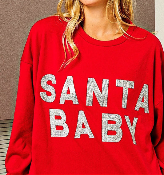 Santa Baby Christmas Pullover - Brazos Avenue Market 