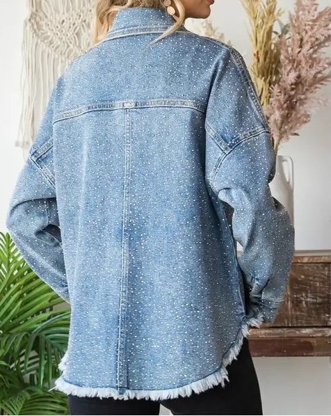 Sparkling Snap Button Denim Shacket
