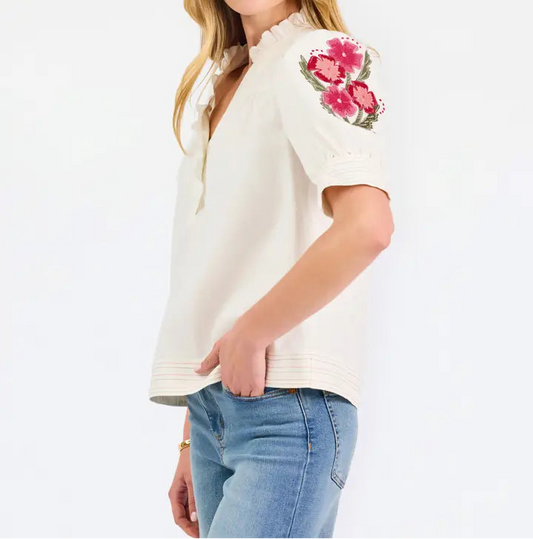 Emmie Embroidered Top Ivory