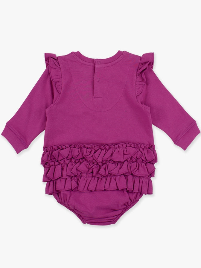 Baby Girls Plum Tart Sweatshirt Bubble Romper - Brazos Avenue Market 