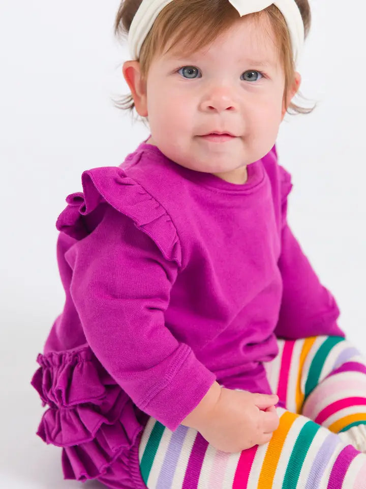 Baby Girls Plum Tart Sweatshirt Bubble Romper - Brazos Avenue Market 