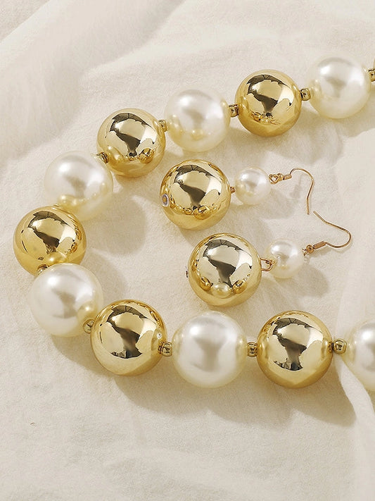 Extra Large Pearl & Gold Necklace - Brazos Avenue Market 