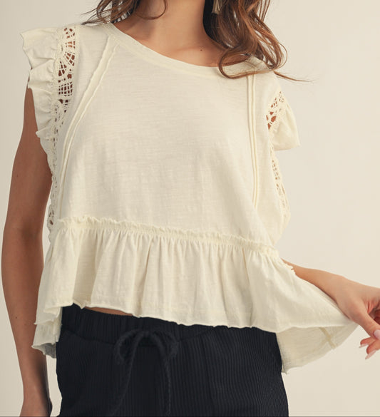 Ethereal Ruffle Hem Romantic Silhouette Top