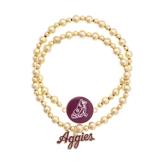 Texas A&M Aggies Ball Bead Bracelet Set of 2