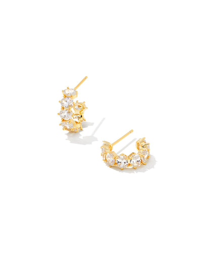 Cailin Gold Crystal Huggie Earrings - Brazos Avenue Market 