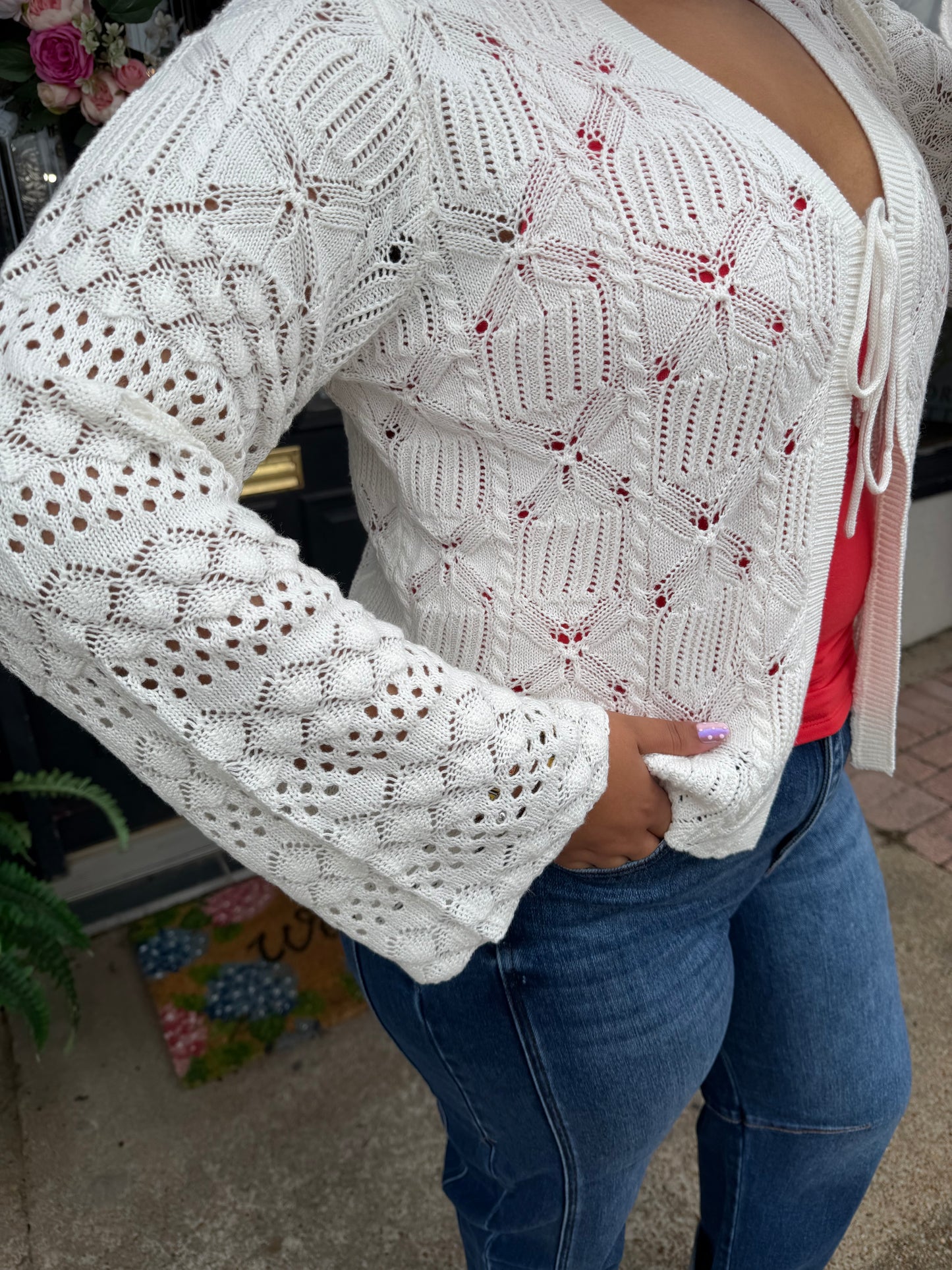 Ivory Knit Long Sleeve Cardigan - Brazos Avenue Market 