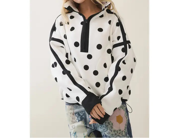 Polka Dot Contrast Pull Over