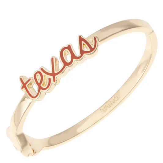 Texas Longhorns Cursive Enamel Hinge Bangle
