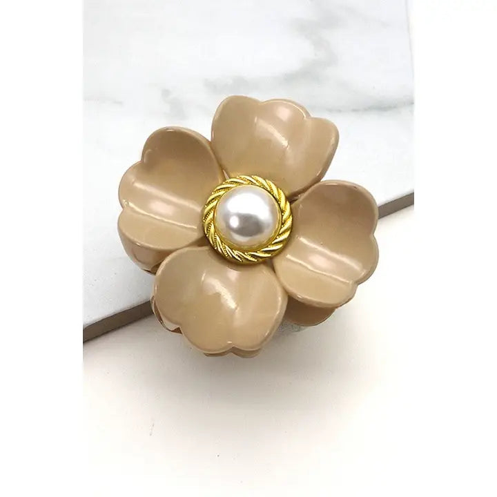 Pearl Flower Hair Claw Clips