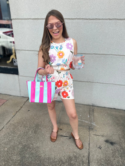 Floral Print Tank Top And Shorts Set