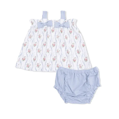Heirloom Rose Stripe - Top with Bows and Ruffle Leg Bloomer - Brazos Avenue Market 