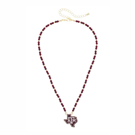 Texas A&M Aggies Beaded Spirit Necklace