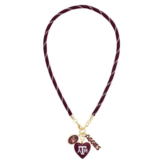 Texas A&M Aggies Logo Heart Paracord Necklace