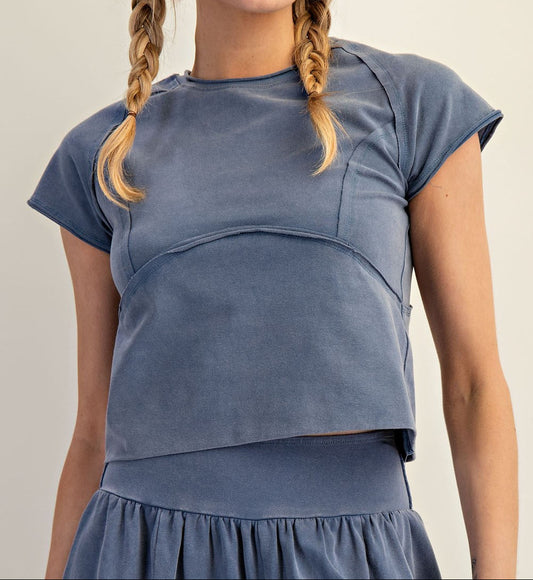 Mineral Washed Solid Cropped T-Shirt - Brazos Avenue Market 