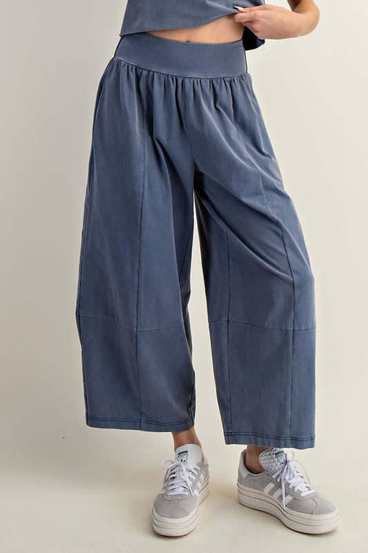 Mineral Washed Wide Leg Pants - Brazos Avenue Market 