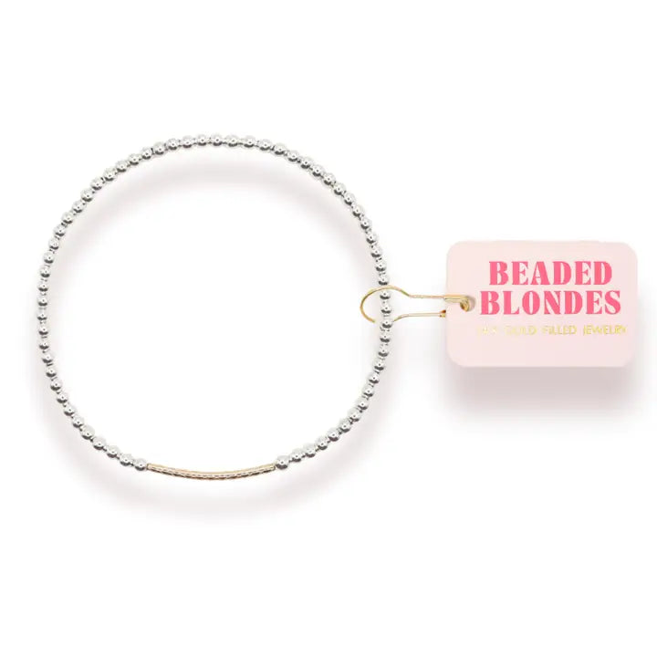 Dainty Bar Bracelet in Silver with Gold - Brazos Avenue Market 