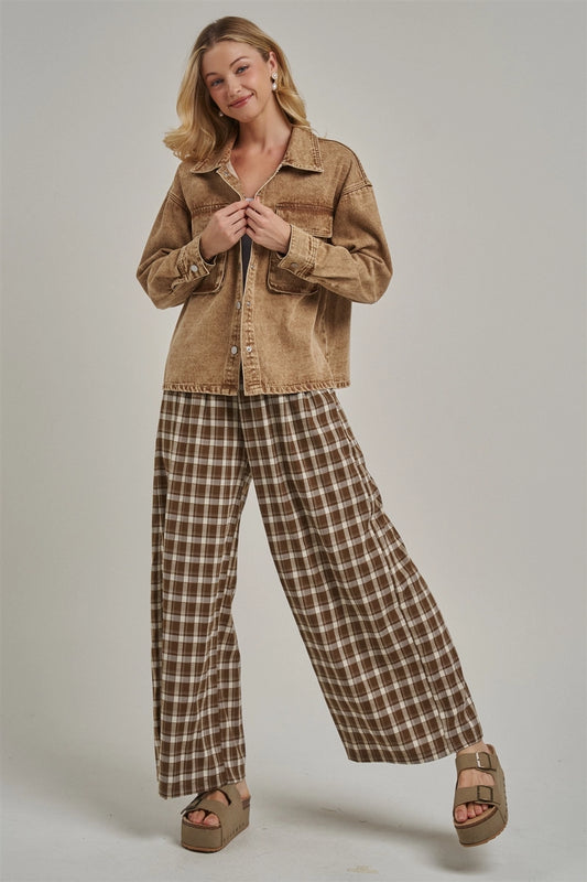 Plaid Checkered Flowy Wide Leg Pants