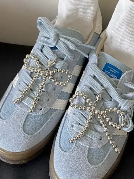 Classic Ball Chain Bow Ribbon Shoe Pair Charm