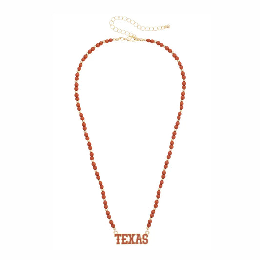 Texas Longhorns Beaded Spirit Necklace