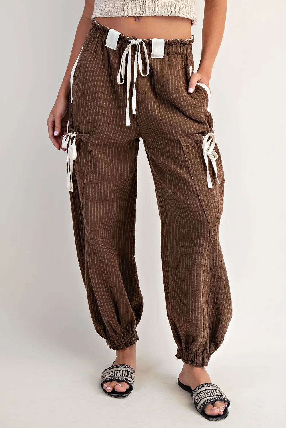 Striped Drawstring Jogger Pants - Brazos Avenue Market 