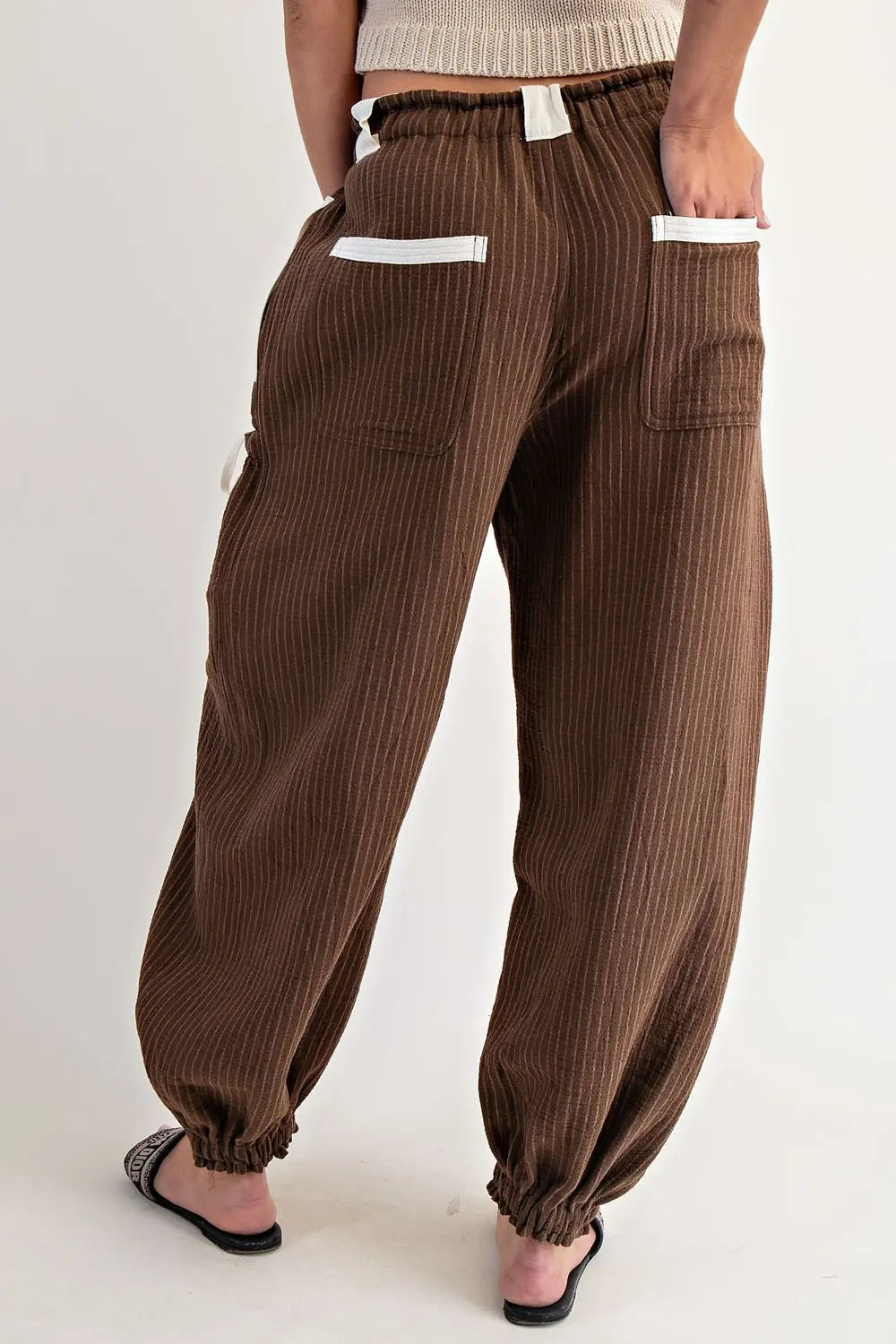 Striped Drawstring Jogger Pants - Brazos Avenue Market 