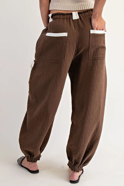 Striped Drawstring Jogger Pants - Brazos Avenue Market 