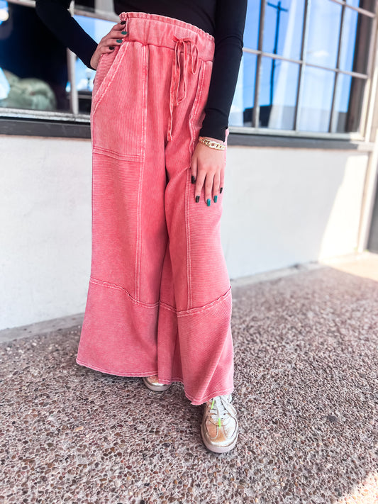 Textured Minereal Washed Pants - Brazos Avenue Market 