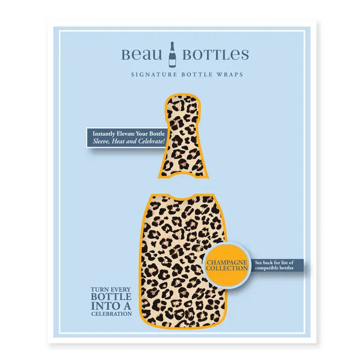 Beau Bottles Tan Leopard- Champagne Collection - Brazos Avenue Market 