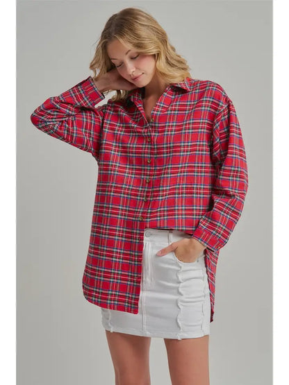 Christmas Holiday Plaid Button Down Shirt