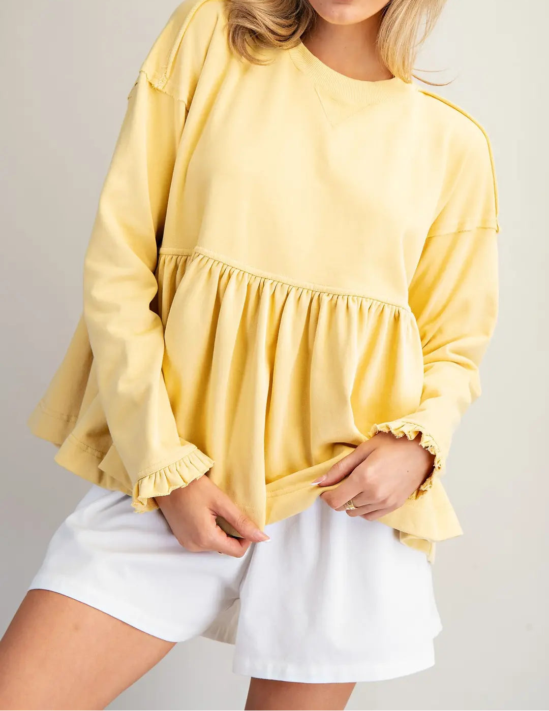 Mineral Washed Peplum Top - Brazos Avenue Market 