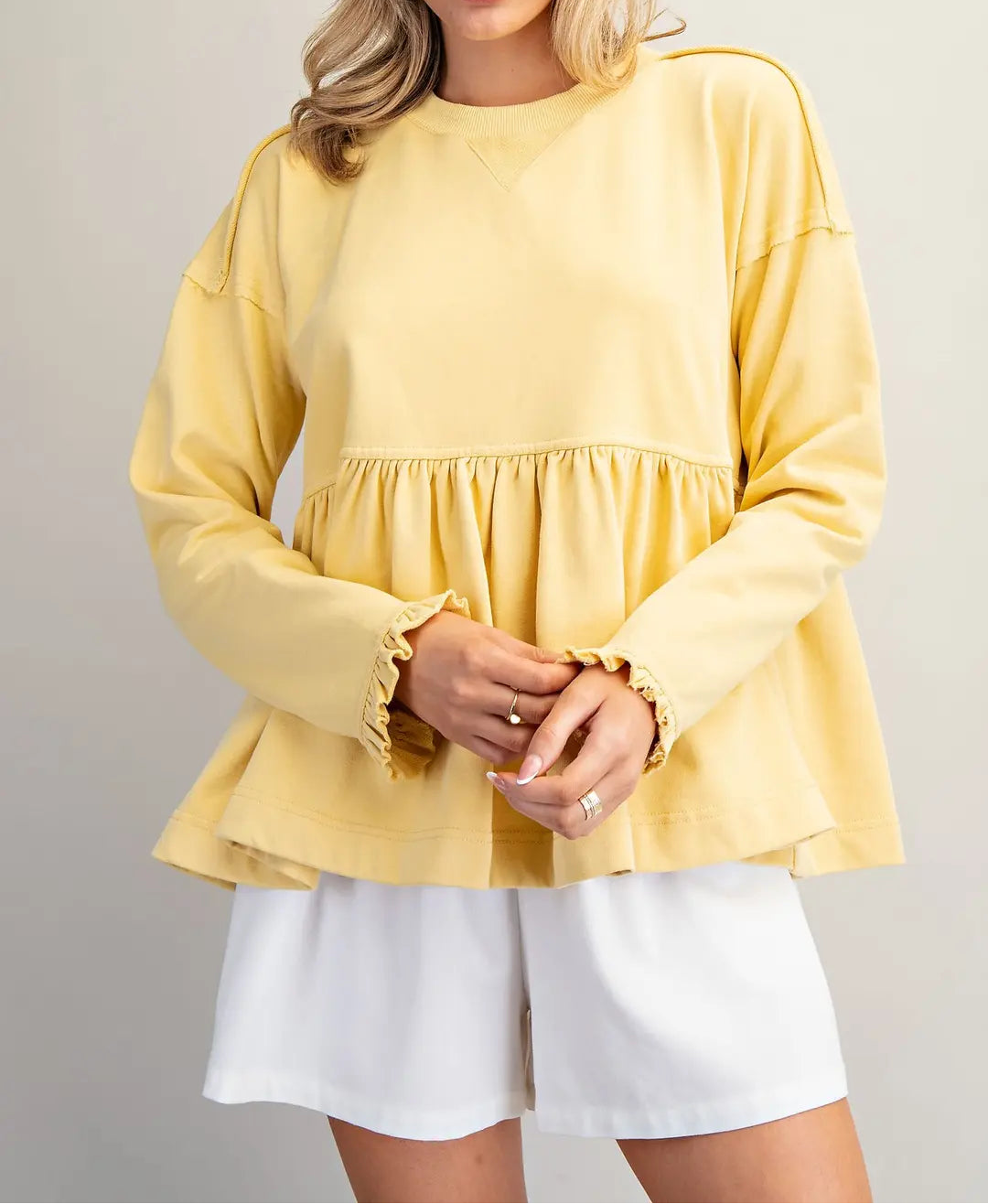 Mineral Washed Peplum Top - Brazos Avenue Market 