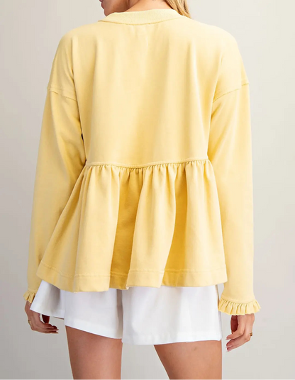 Mineral Washed Peplum Top - Brazos Avenue Market 