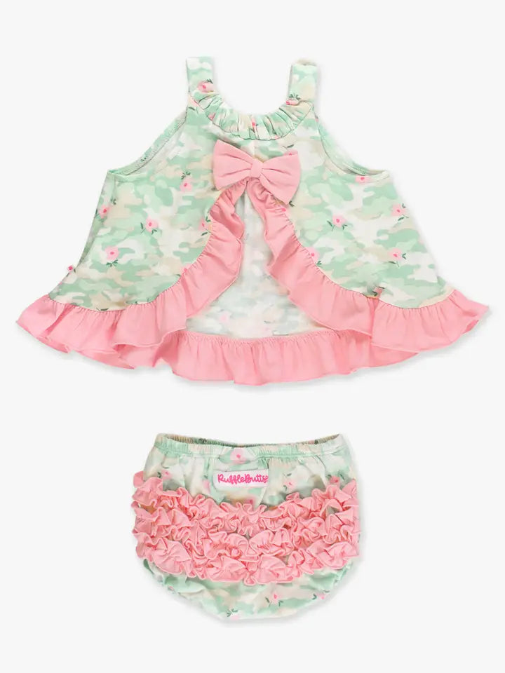 Baby Girls Sage Blossom Camo Knit Swing Top & Bloomer Set - Brazos Avenue Market 