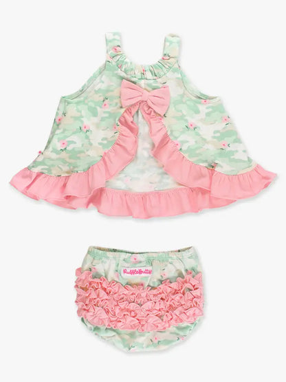Baby Girls Sage Blossom Camo Knit Swing Top & Bloomer Set - Brazos Avenue Market 
