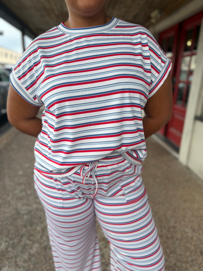 4th of July Ribbed Striped Lounge Set