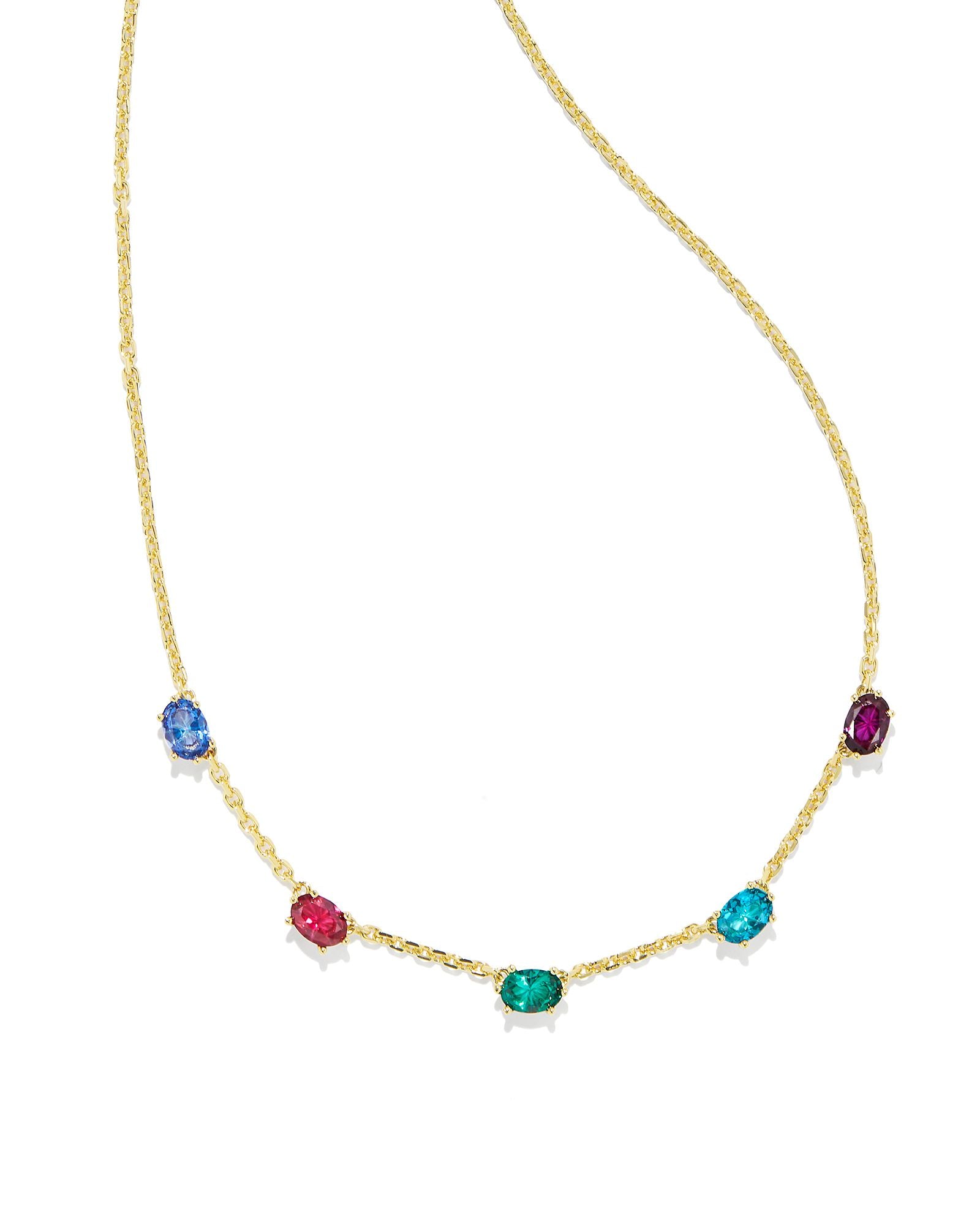 Cailin Gold Crystal Strand Necklace in Multi Mix - Brazos Avenue Market 