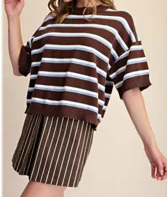 Crew Neck Stripe Sweater - Brazos Avenue Market 