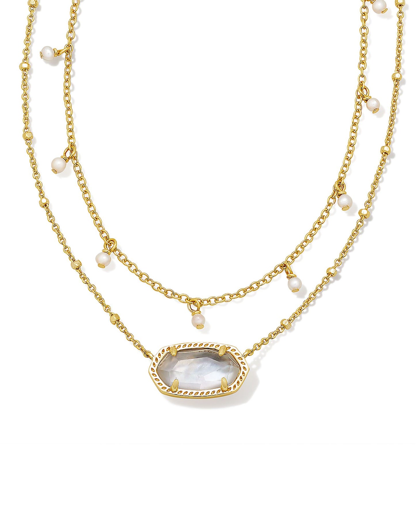 Elisa Gold Pearl Multi Strand Necklace
