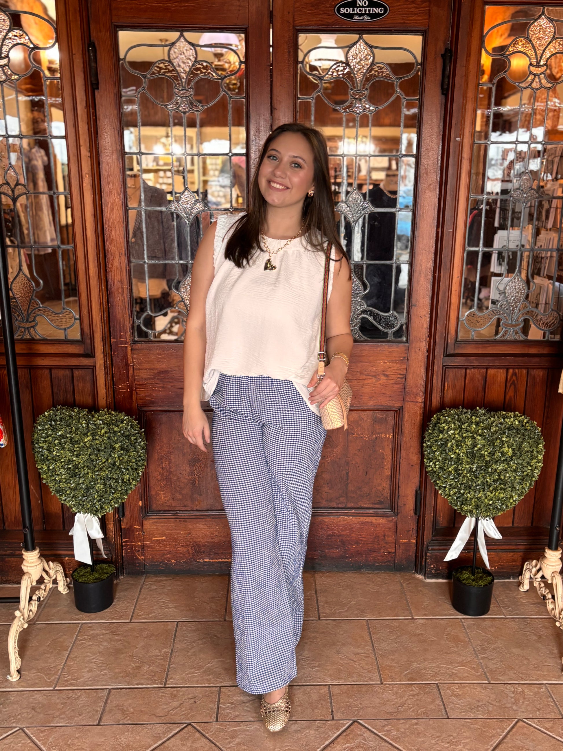 Navy Plaid Trousers - Brazos Avenue Market 