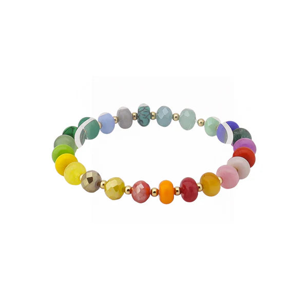 Bright Multi Natural Stone Beaded Stretch Bracelet - Brazos Avenue Market 