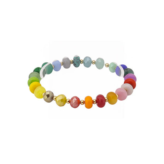 Bright Multi Natural Stone Beaded Stretch Bracelet - Brazos Avenue Market 