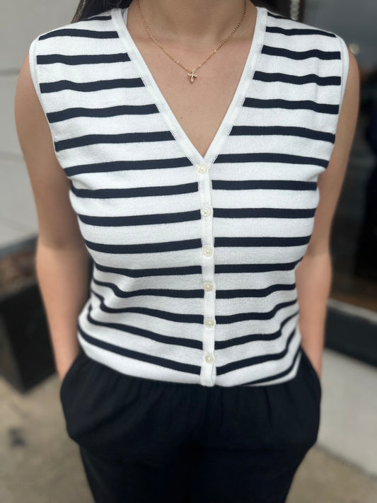 Stripe Sleeveless Sweater - Brazos Avenue Market 