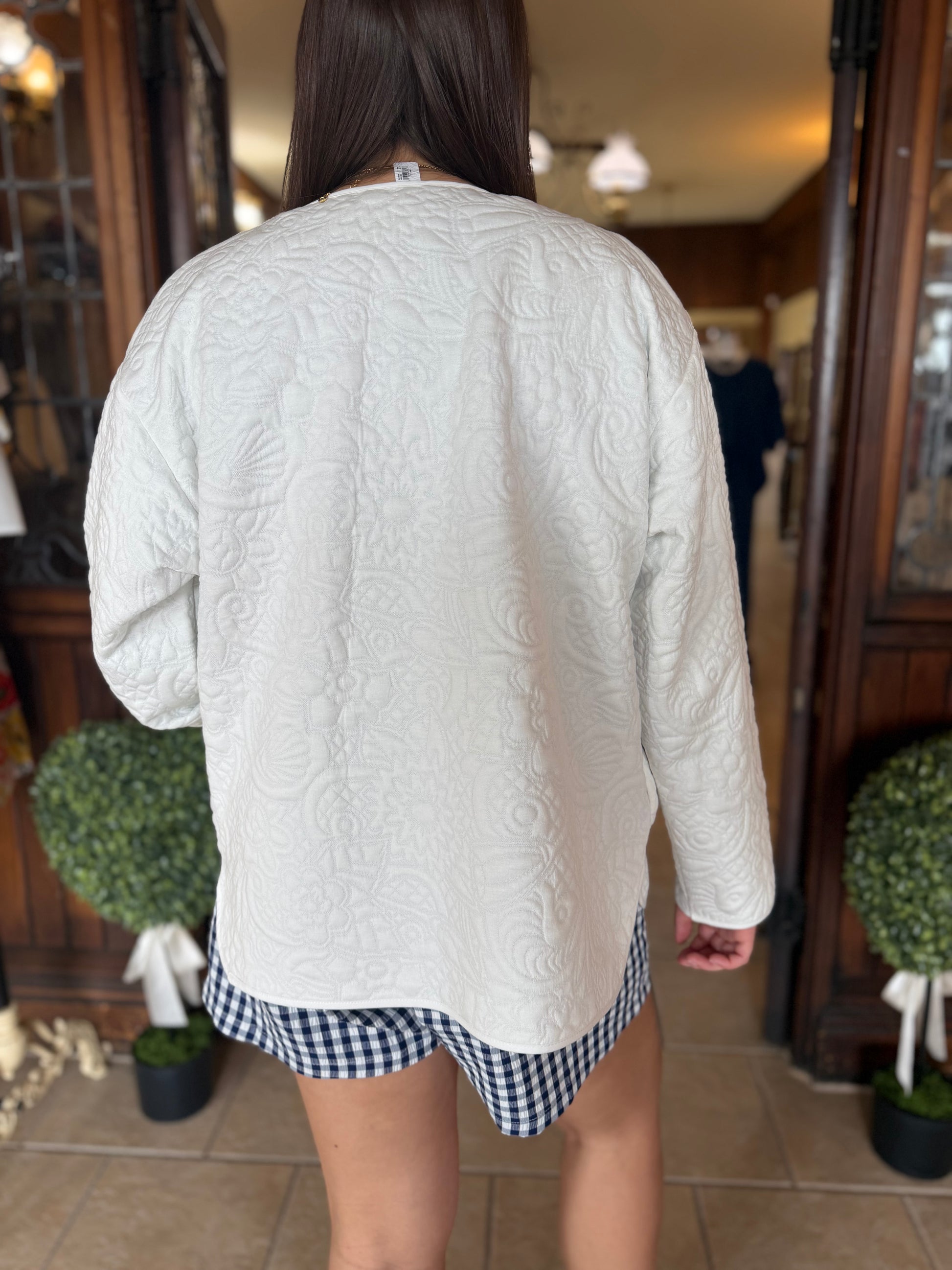 White Quilted Jacket - Brazos Avenue Market 