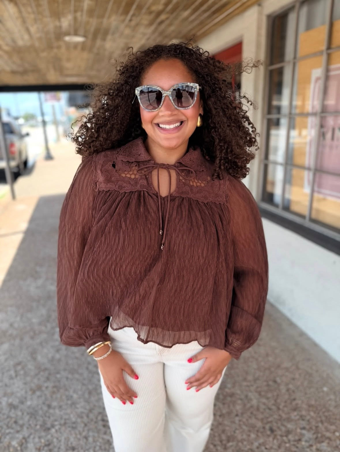 Brown Light Weight Long Sleeve Top